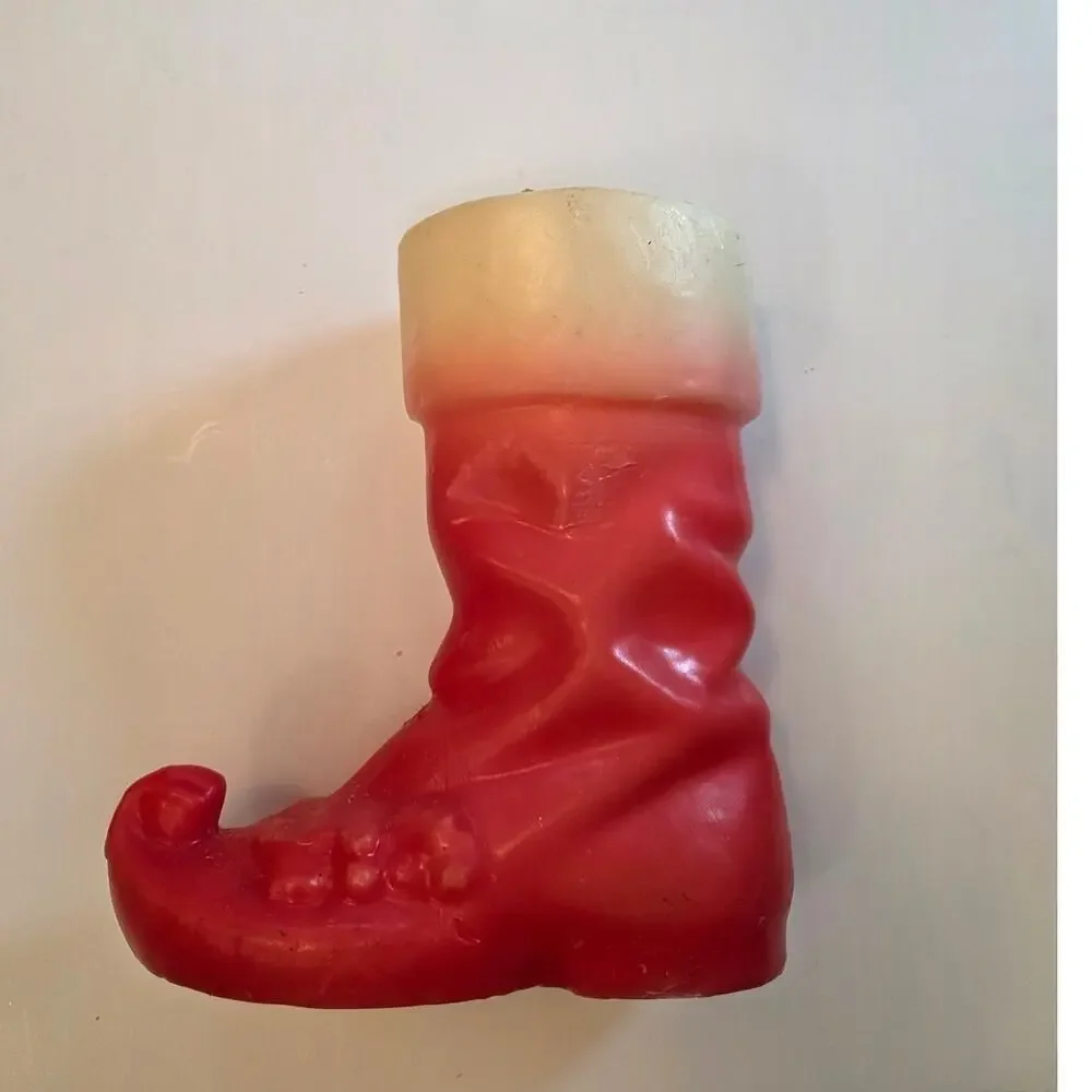 XL Vintage Santa Boot Unlit Candle Novelty Whimsical Christmas Holiday Rare READ